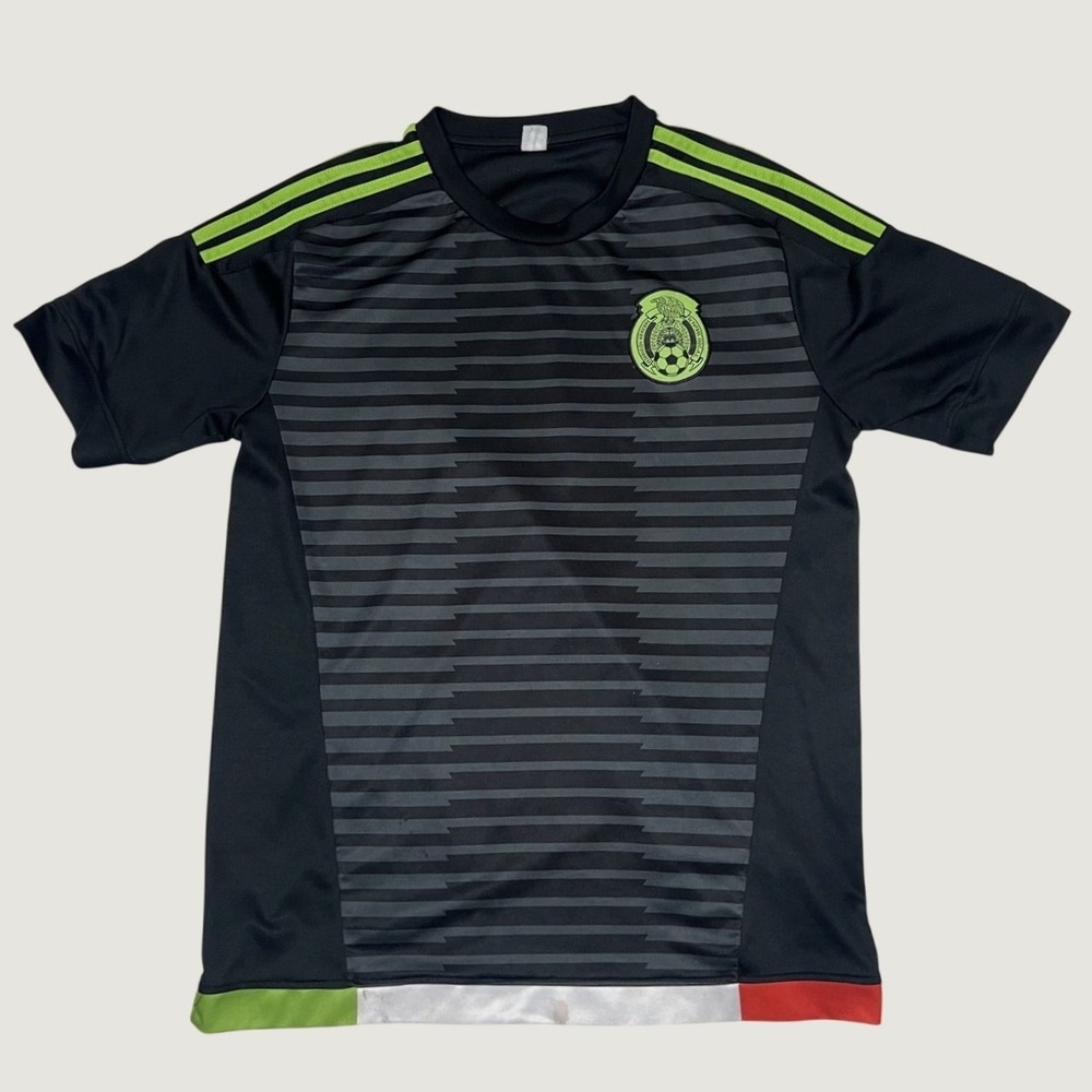 Adidas Mexico National Team Soccer Jersey Black Lime Green Mens Medium FMF